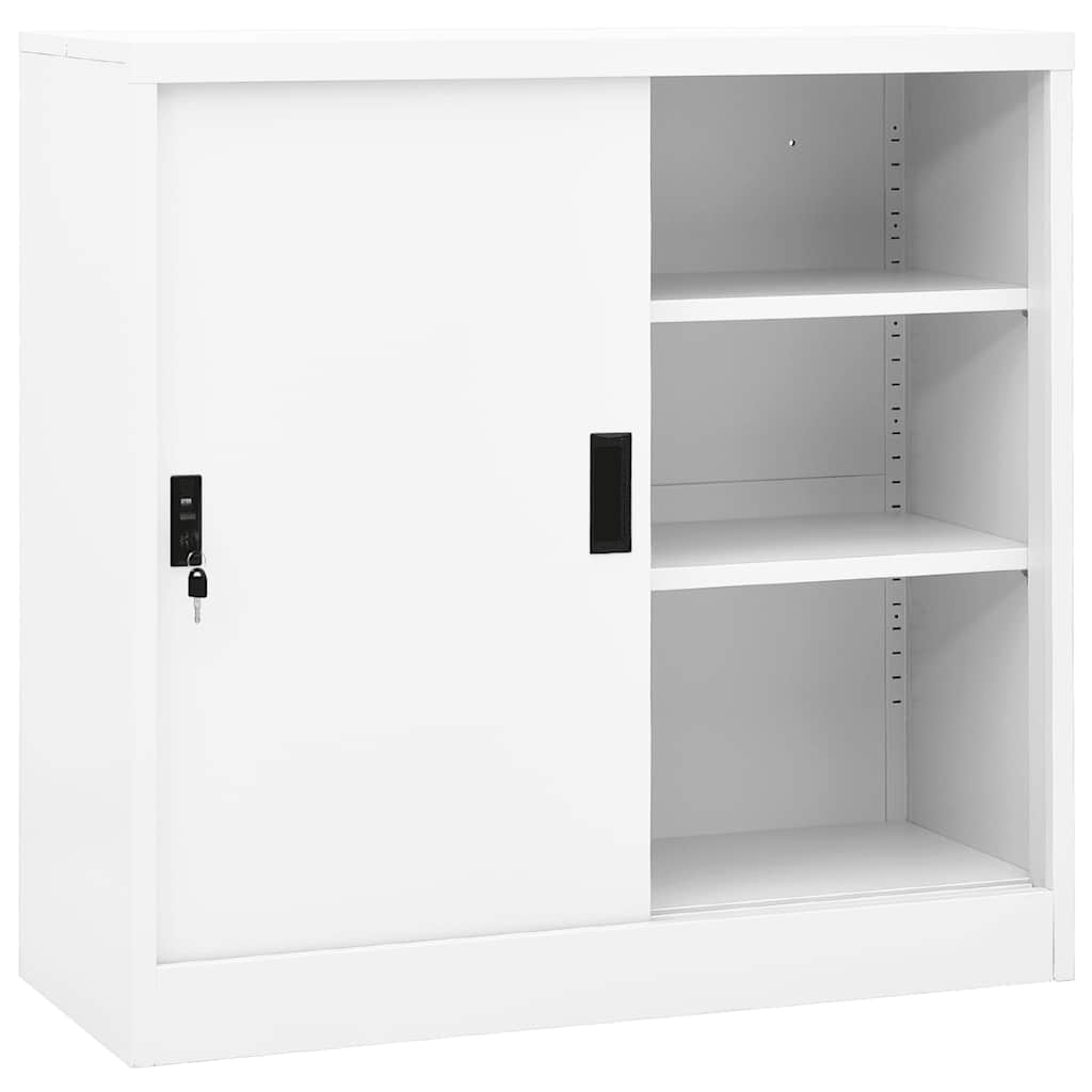 vidaXL Office Cabinet with Sliding Door White 90x40x90 cm Steel 1