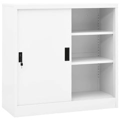 vidaXL Office Cabinet with Sliding Door White 90x40x90 cm Steel 1