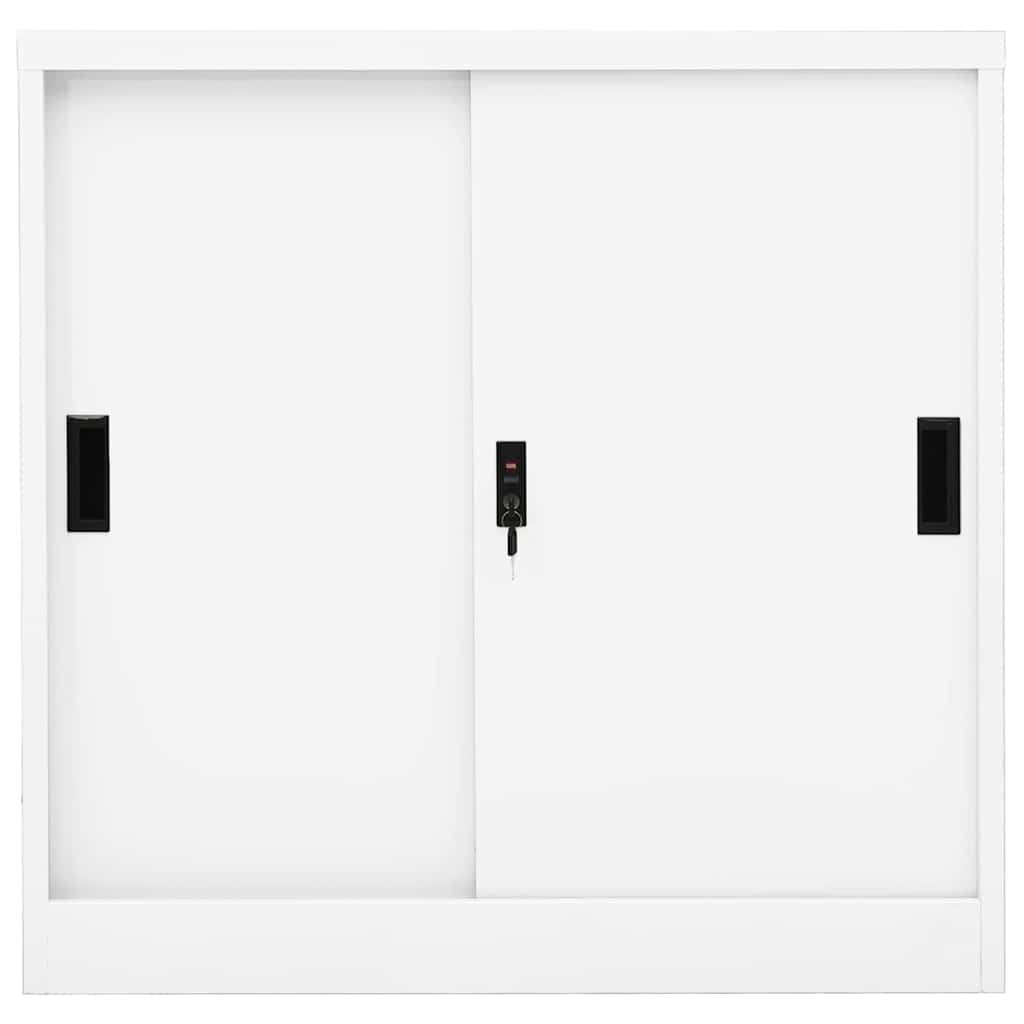 vidaXL Office Cabinet with Sliding Door White 90x40x90 cm Steel 2