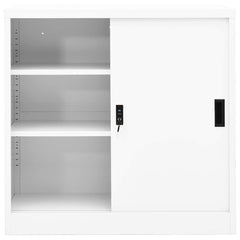 vidaXL Office Cabinet with Sliding Door White 90x40x90 cm Steel 3