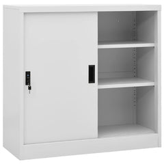 vidaXL Office Cabinet with Sliding Door Light Grey 90x40x90 cm Steel 1