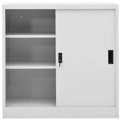 vidaXL Office Cabinet with Sliding Door Light Grey 90x40x90 cm Steel 3