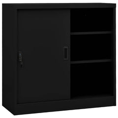 vidaXL Office Cabinet with Sliding Door Black 90x40x90 cm Steel 1