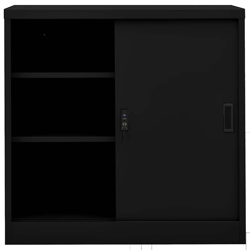 vidaXL Office Cabinet with Sliding Door Black 90x40x90 cm Steel 3