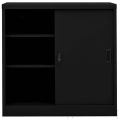 vidaXL Office Cabinet with Sliding Door Black 90x40x90 cm Steel 3