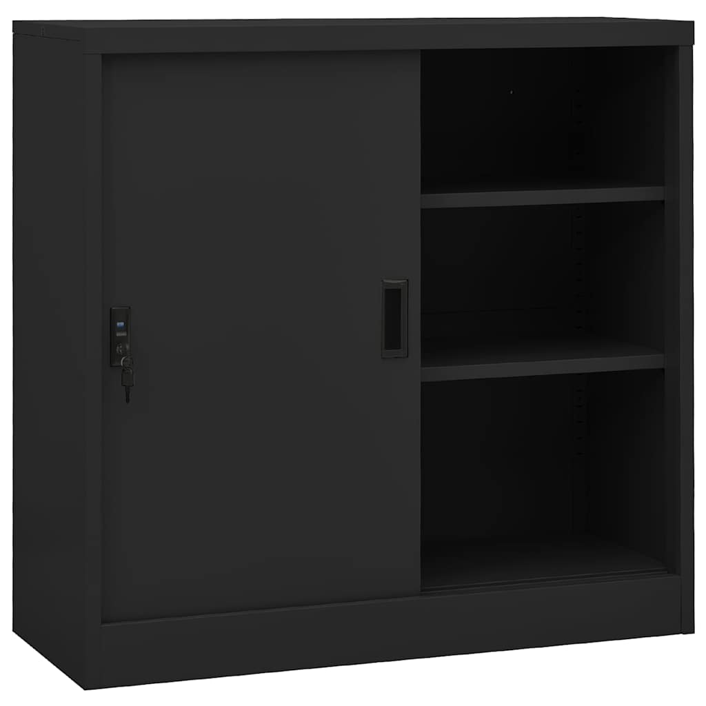 vidaXL Office Cabinet with Sliding Door Anthracite 90x40x90 cm Steel 1