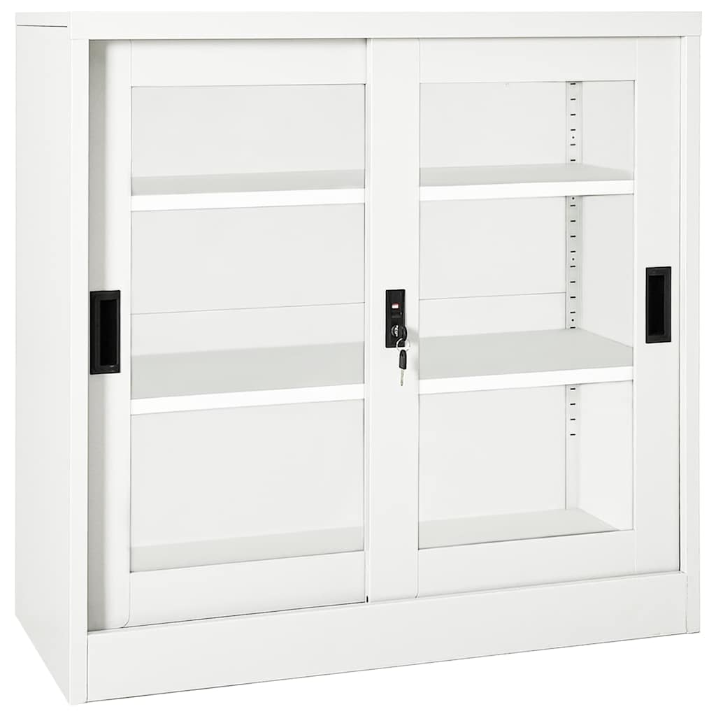 vidaXL Sliding Door Cabinet White 90x40x90 cm Steel 1