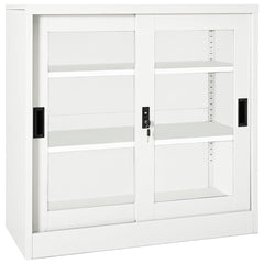 vidaXL Sliding Door Cabinet White 90x40x90 cm Steel 1