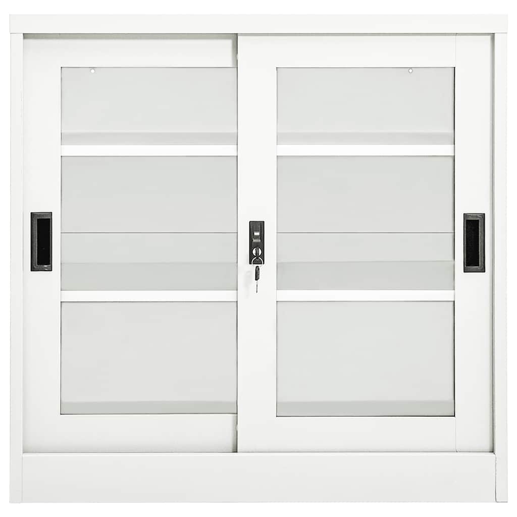 vidaXL Sliding Door Cabinet White 90x40x90 cm Steel 2