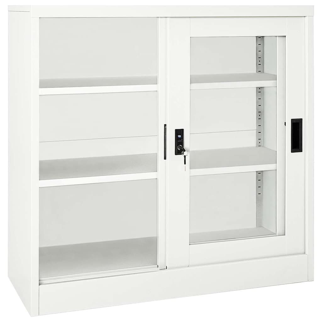 vidaXL Sliding Door Cabinet White 90x40x90 cm Steel 5