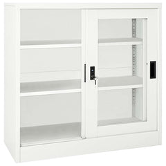 vidaXL Sliding Door Cabinet White 90x40x90 cm Steel 5