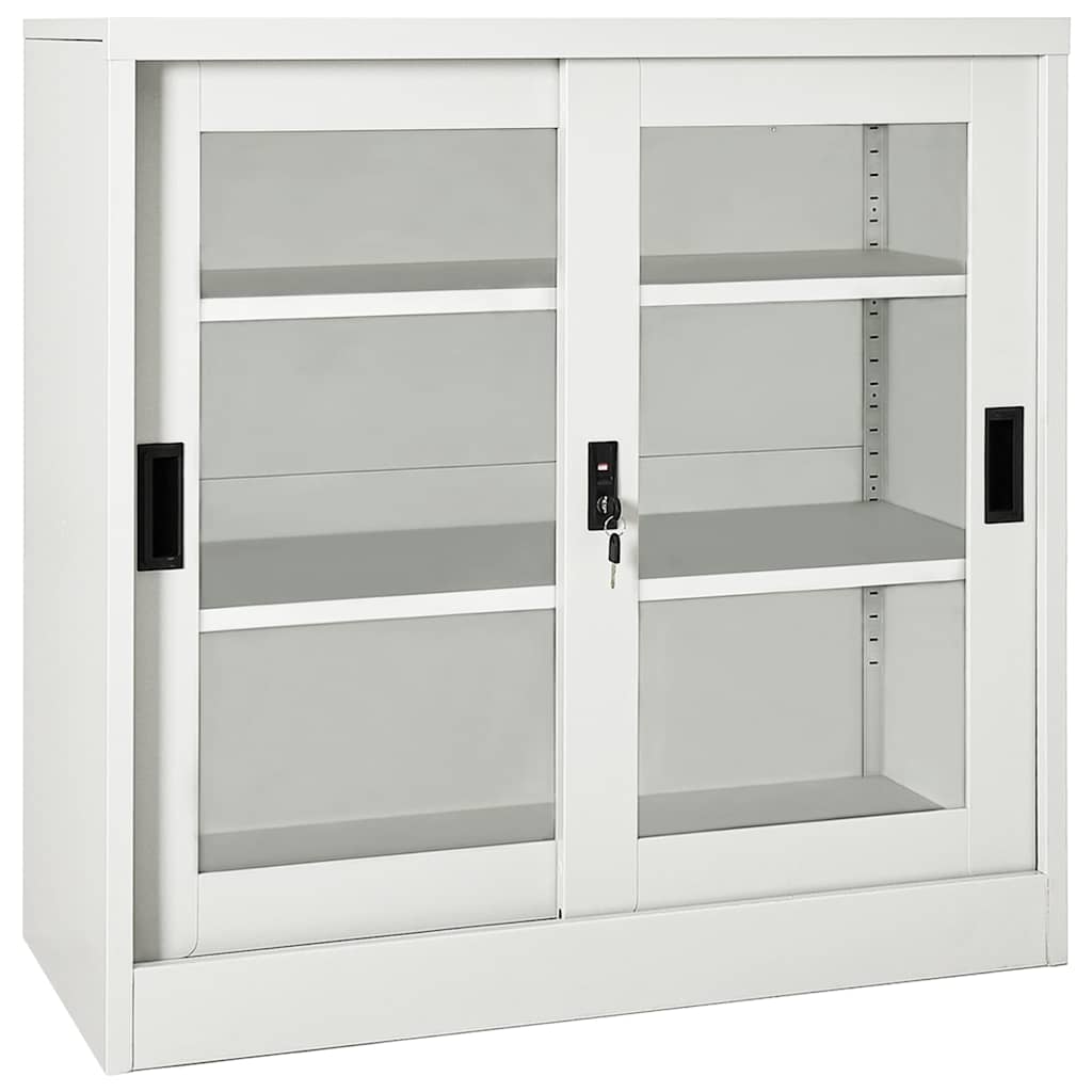vidaXL Sliding Door Cabinet Light Grey 90x40x90 cm Steel 1