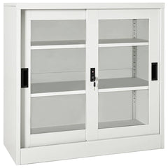 vidaXL Sliding Door Cabinet Light Grey 90x40x90 cm Steel 1