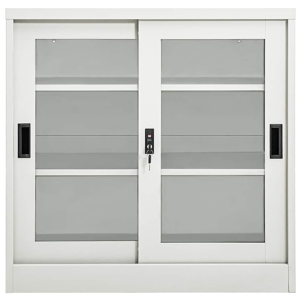vidaXL Sliding Door Cabinet Light Grey 90x40x90 cm Steel 2