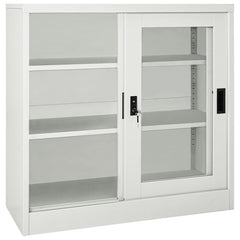 vidaXL Sliding Door Cabinet Light Grey 90x40x90 cm Steel 5