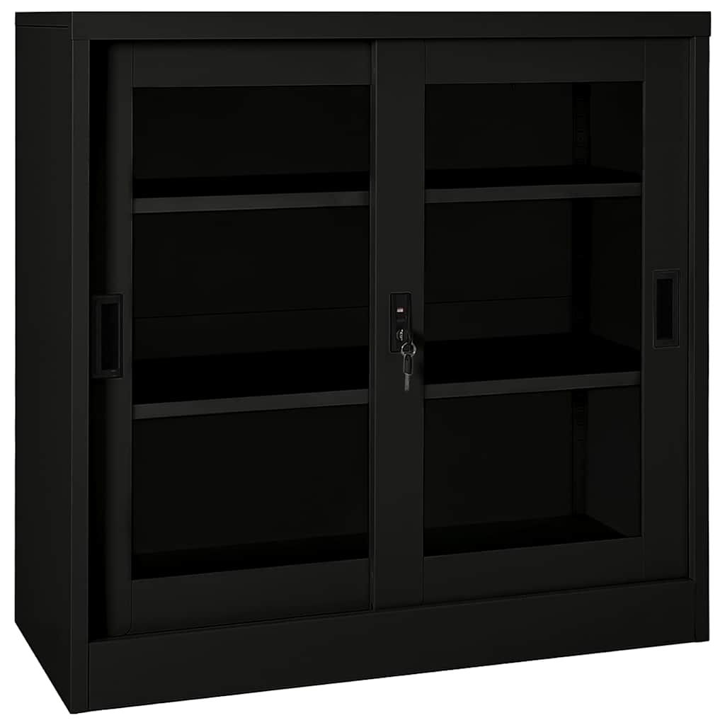 vidaXL Sliding Door Cabinet Black 90x40x90 cm Steel 1