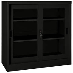 vidaXL Sliding Door Cabinet Black 90x40x90 cm Steel 1