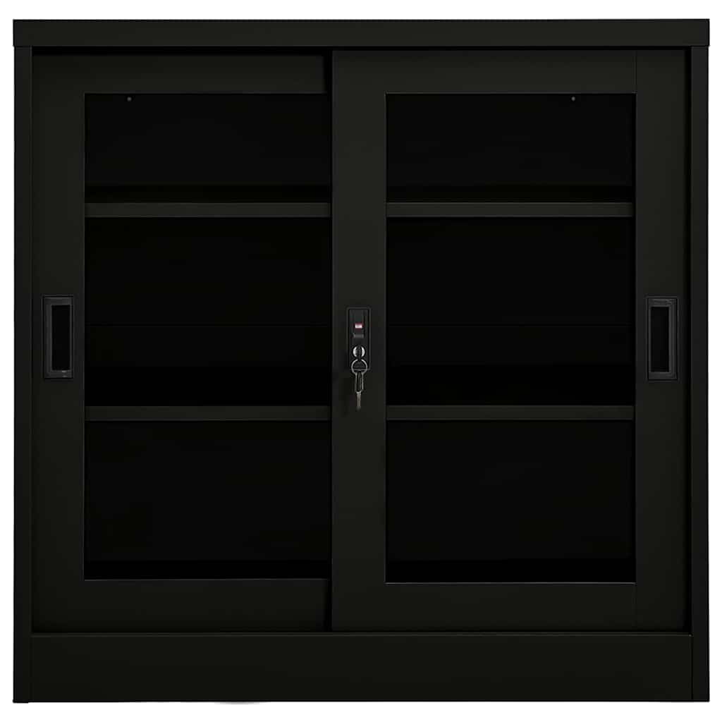 vidaXL Sliding Door Cabinet Black 90x40x90 cm Steel 2