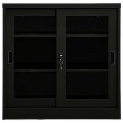 vidaXL Sliding Door Cabinet Black 90x40x90 cm Steel 2