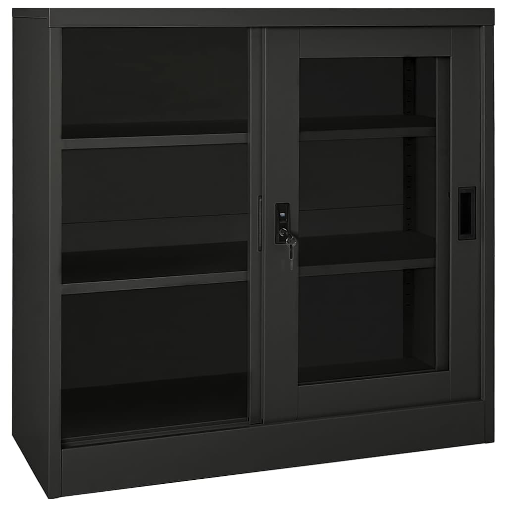 vidaXL Sliding Door Cabinet Anthracite 90x40x90 cm Steel 5