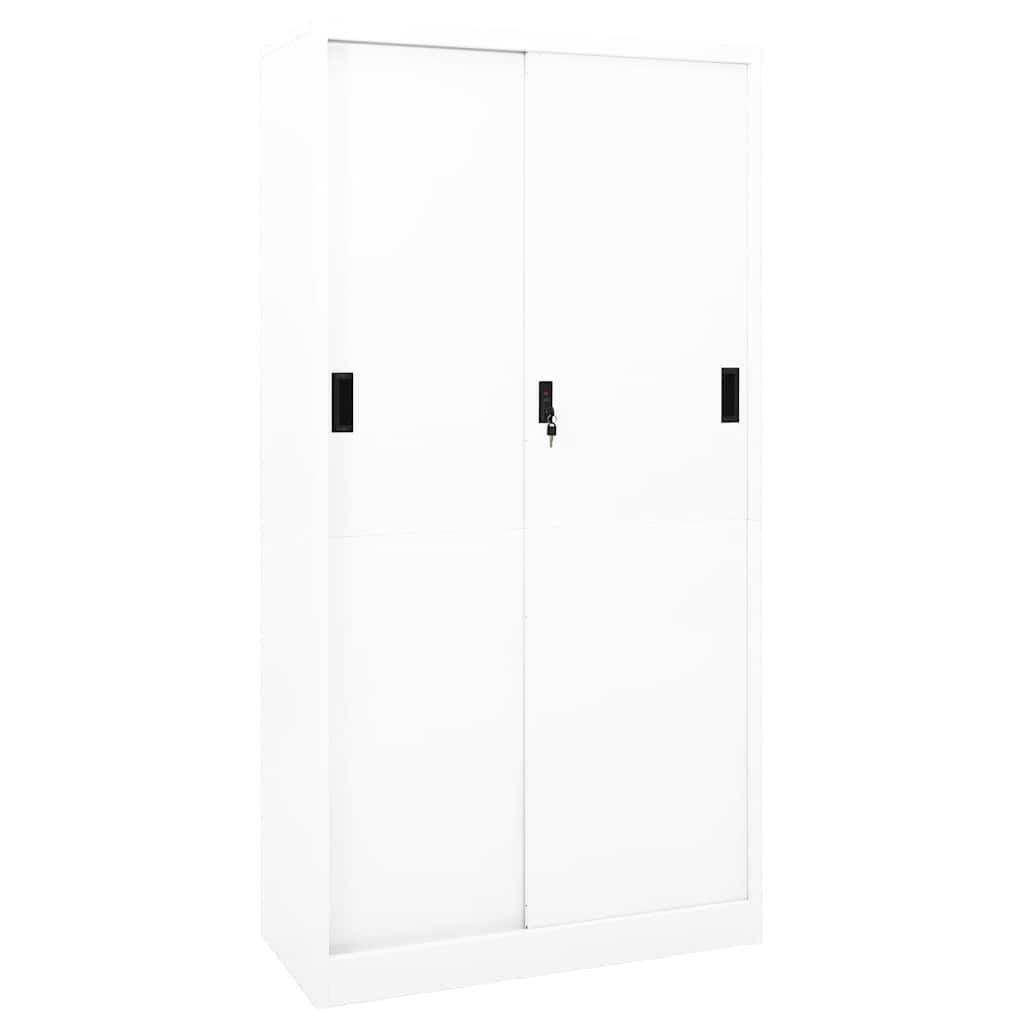 vidaXL Office Cabinet with Sliding Door White 90x40x180 cm Steel 1