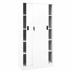 vidaXL Office Cabinet with Sliding Door White 90x40x180 cm Steel 3