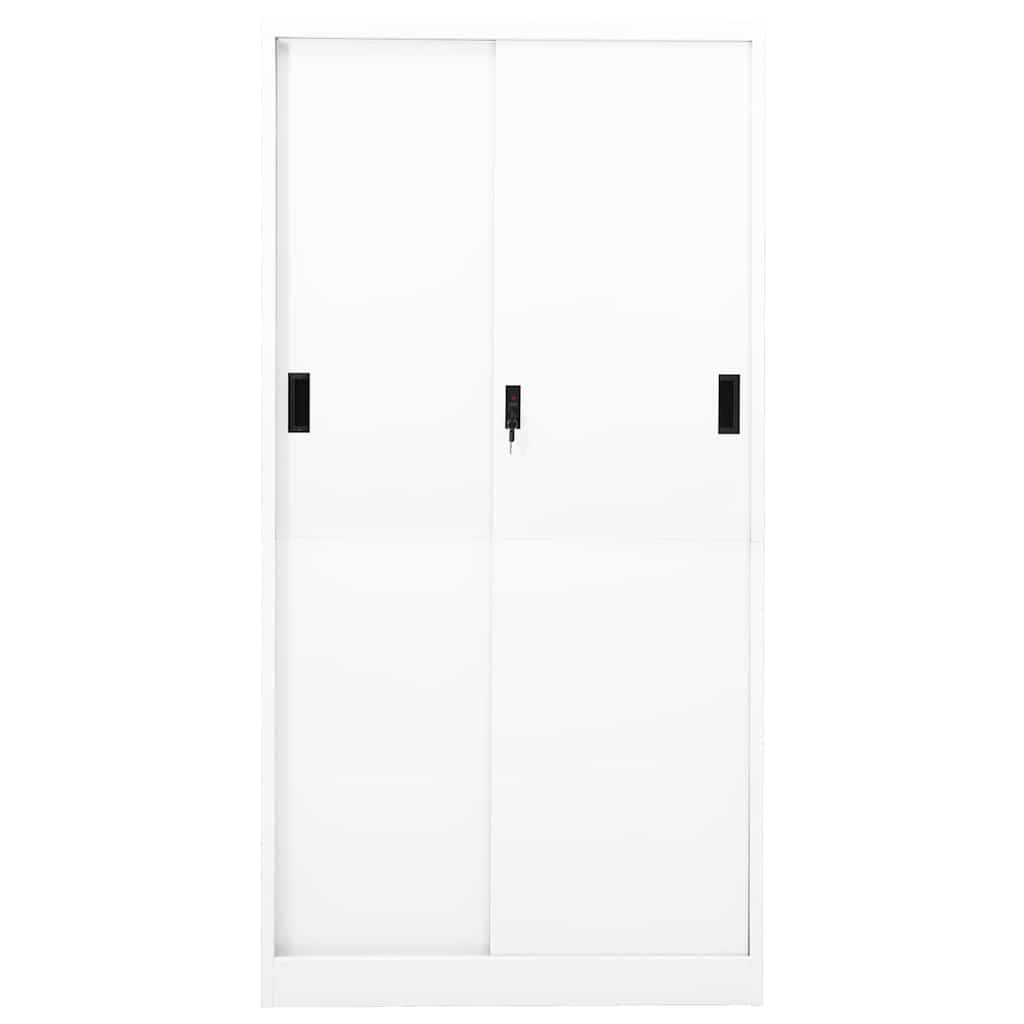 vidaXL Office Cabinet with Sliding Door White 90x40x180 cm Steel 4