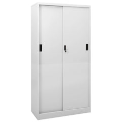 vidaXL Office Cabinet with Sliding Door Light Grey 90x40x180 cm Steel 1