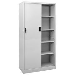vidaXL Office Cabinet with Sliding Door Light Grey 90x40x180 cm Steel 2