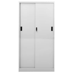 vidaXL Office Cabinet with Sliding Door Light Grey 90x40x180 cm Steel 4