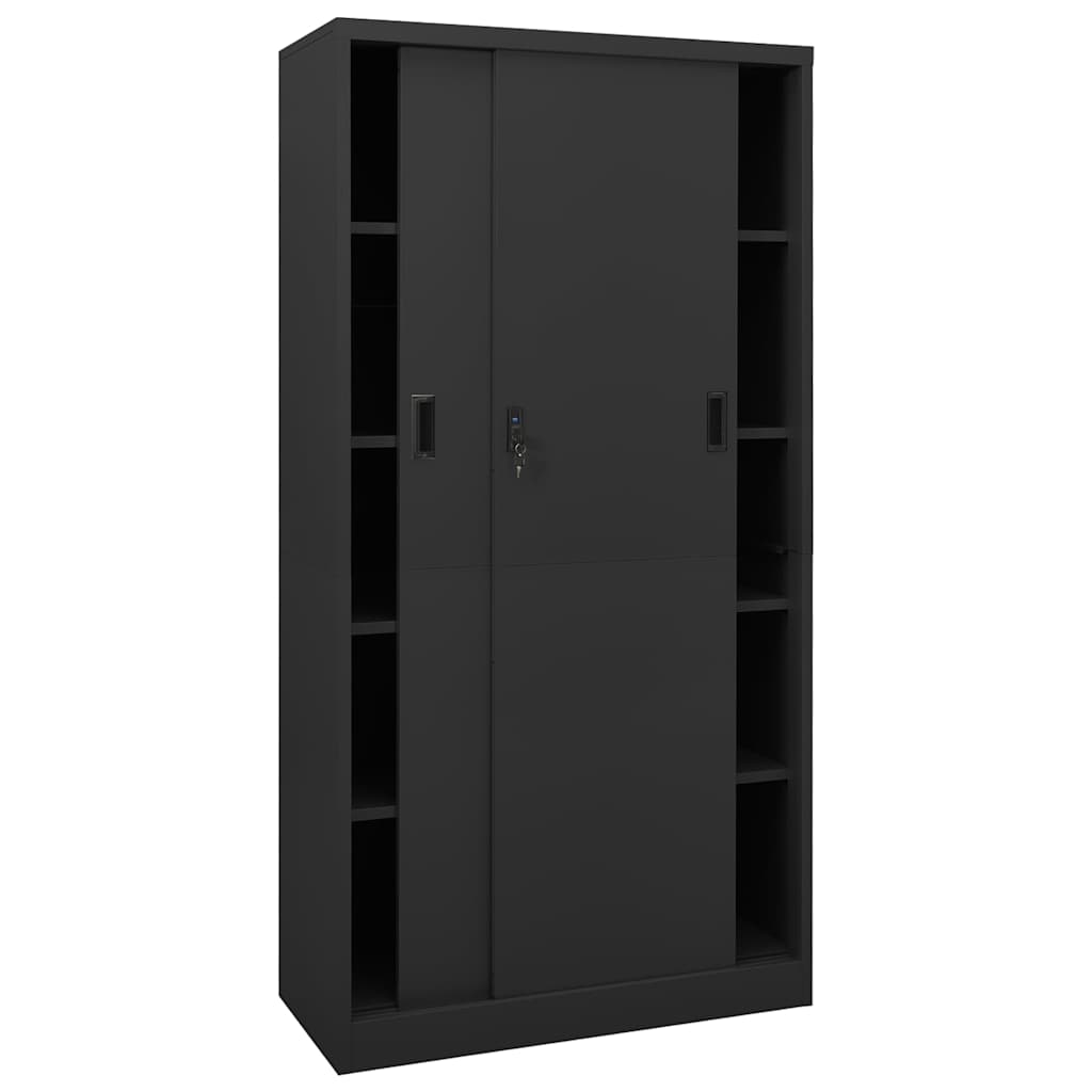 vidaXL Office Cabinet with Sliding Door Anthracite 90x40x180 cm Steel 3