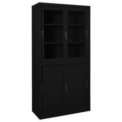 vidaXL Office Cabinet with Sliding Door Black 90x40x180 cm Steel 1