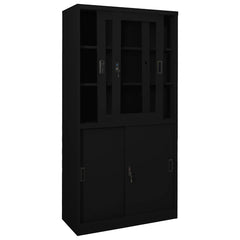 vidaXL Office Cabinet with Sliding Door Black 90x40x180 cm Steel 5