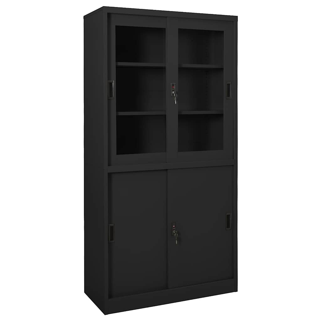vidaXL Office Cabinet with Sliding Door Anthracite 90x40x180 cm Steel 1