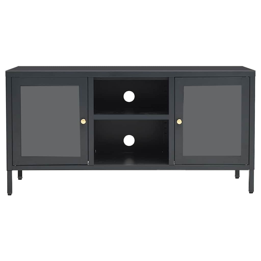 TV Cabinet 105x35x52 cm Steel and Glass Anthracite