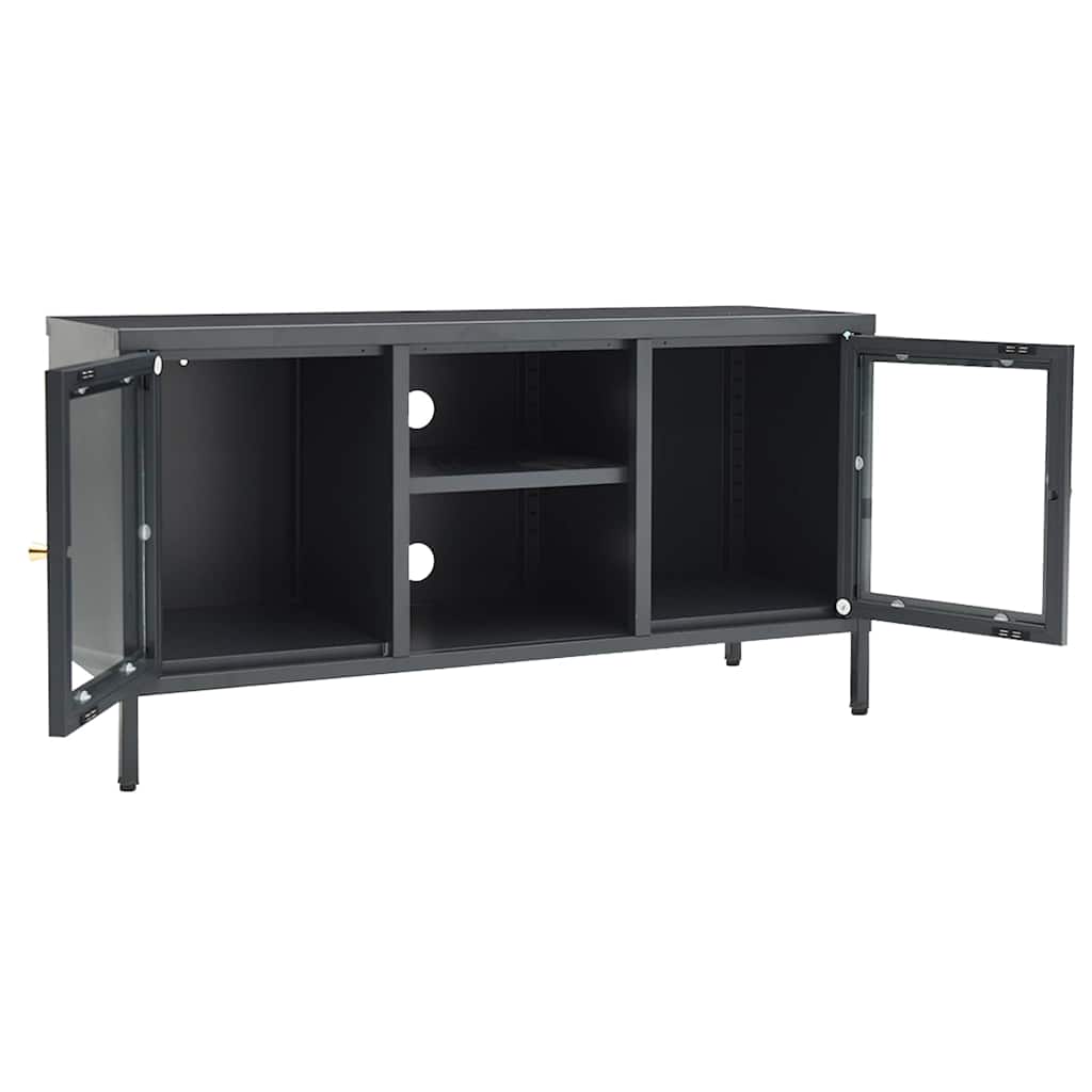 TV Cabinet 105x35x52 cm Steel and Glass Anthracite