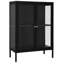 Sideboard 75x35x105 cm Steel and Glass Black