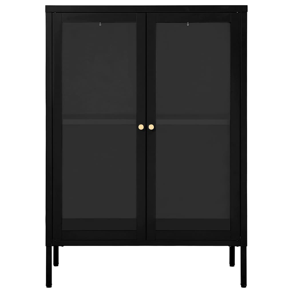 Sideboard 75x35x105 cm Steel and Glass Black