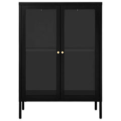 Sideboard 75x35x105 cm Steel and Glass Black