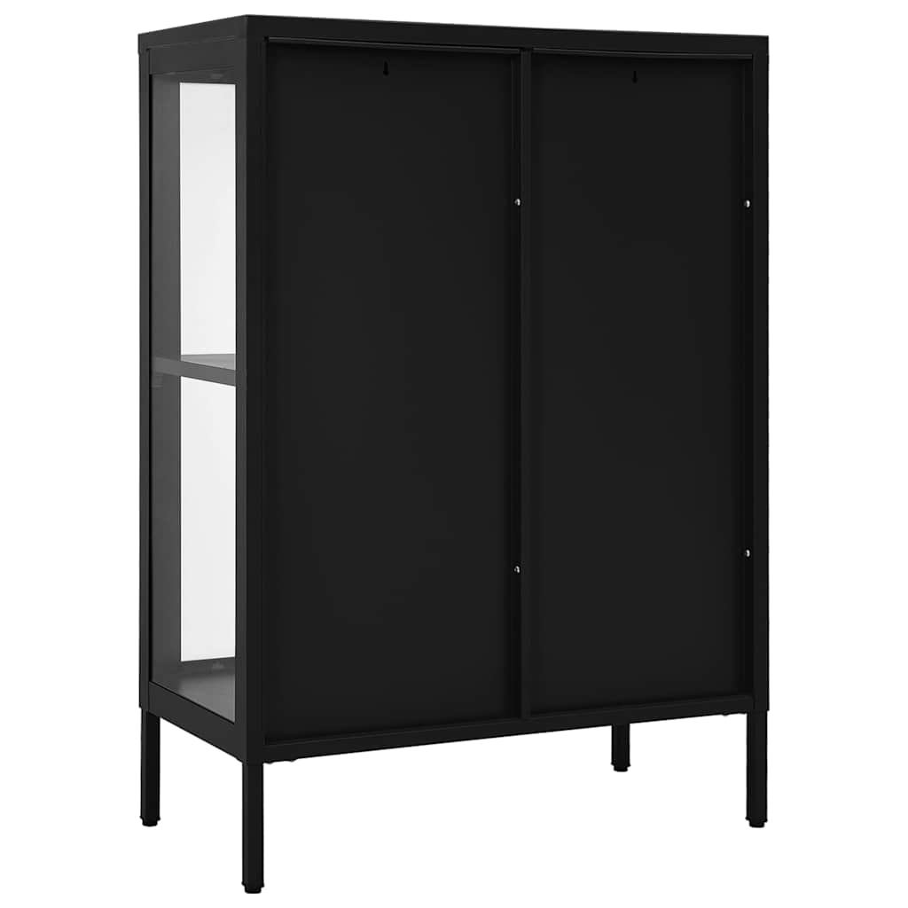 Sideboard 75x35x105 cm Steel and Glass Black