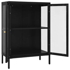 Sideboard 75x35x105 cm Steel and Glass Black