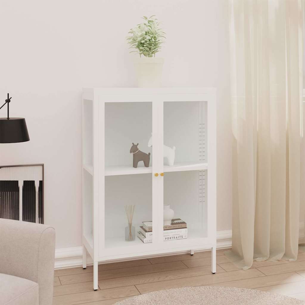 Sideboard 75x35x105 cm Steel and Glass White
