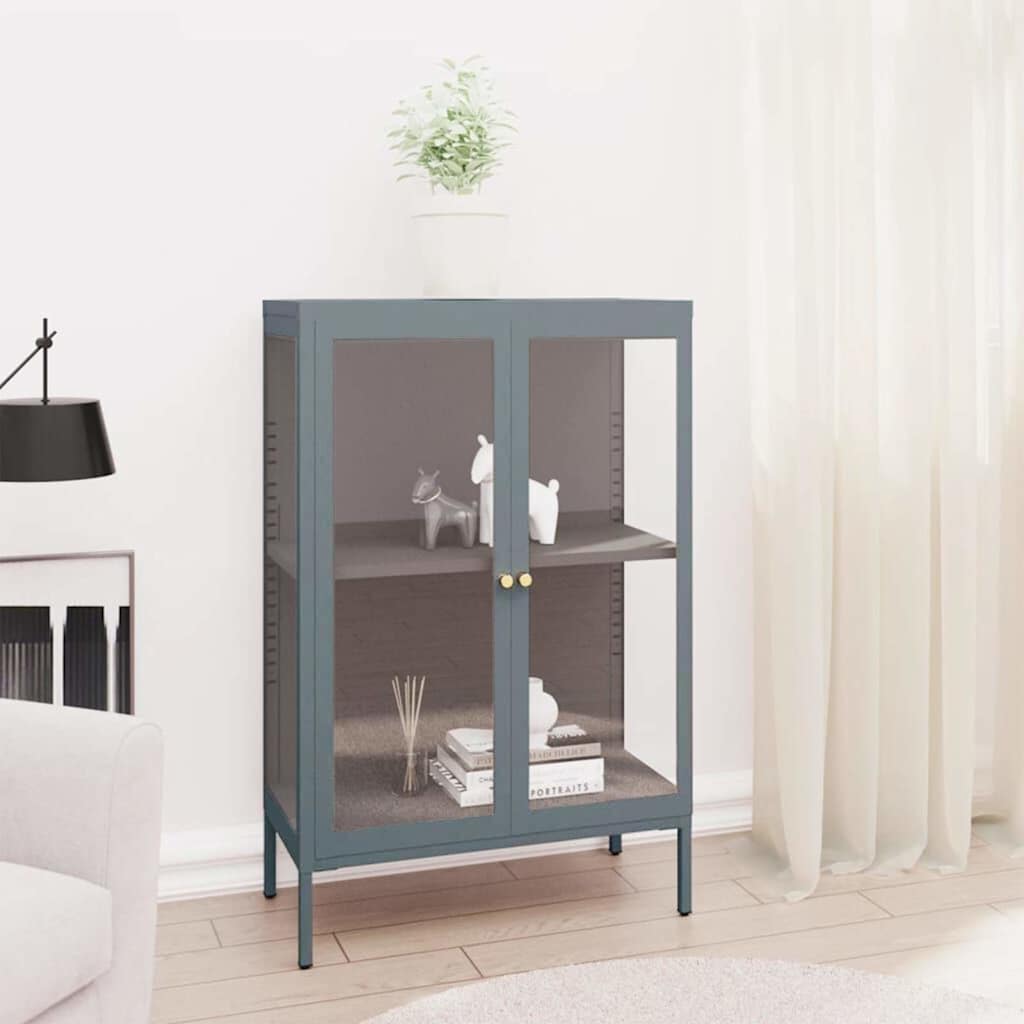 Sideboard 75x35x105 cm Steel and Glass Anthracite