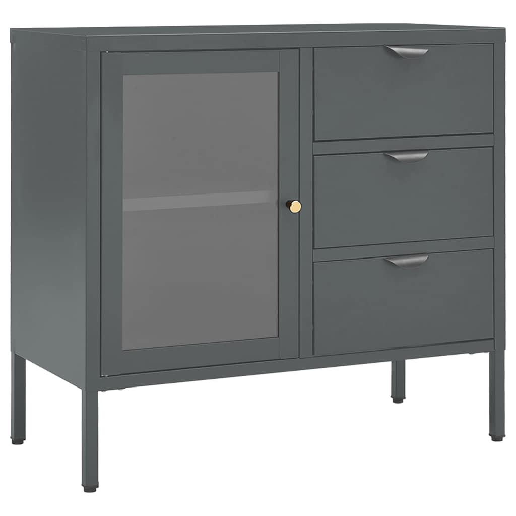 Sideboard 75x35x70 cm Steel and Tempered Glass Anthracite