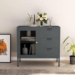 Sideboard 75x35x70 cm Steel and Tempered Glass Anthracite