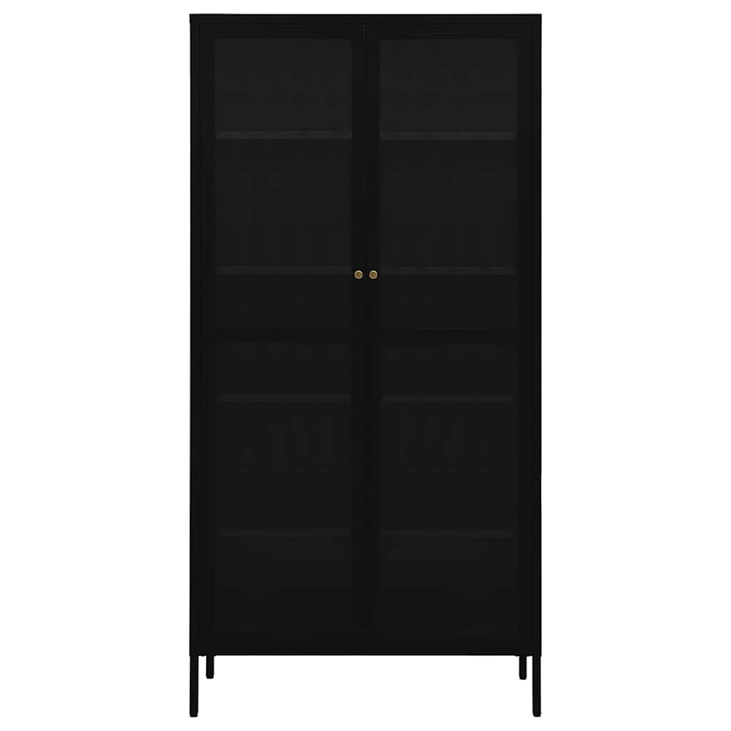 vidaXL Display Cabinet Black 90x40x180 cm Steel and Tempered Glass 3