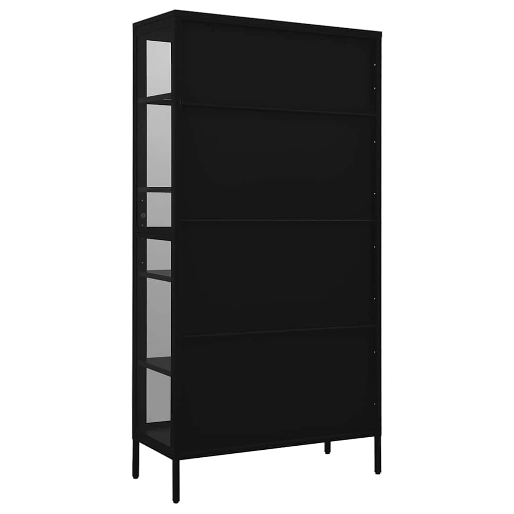 vidaXL Display Cabinet Black 90x40x180 cm Steel and Tempered Glass 5
