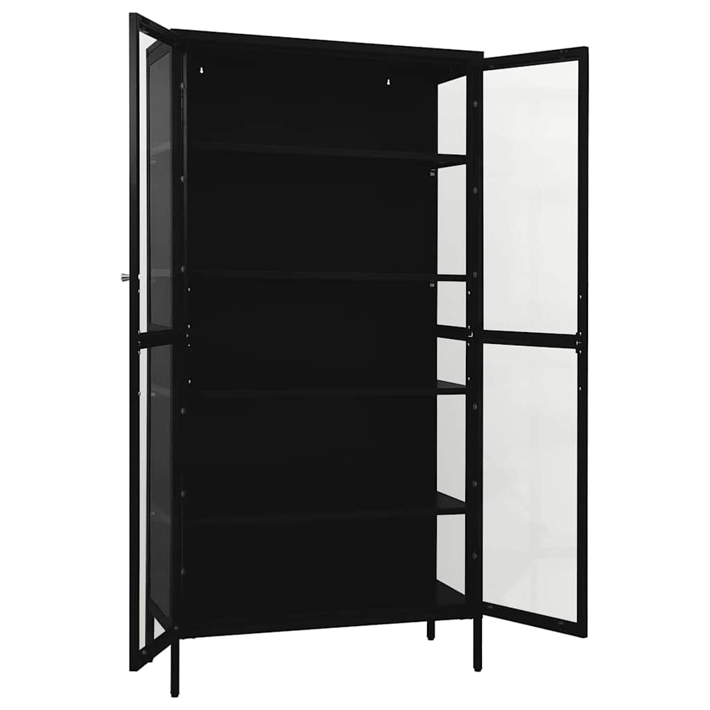 vidaXL Display Cabinet Black 90x40x180 cm Steel and Tempered Glass 6