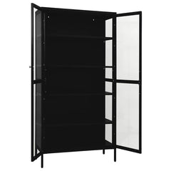 vidaXL Display Cabinet Black 90x40x180 cm Steel and Tempered Glass 6