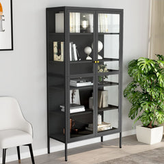 vidaXL Display Cabinet Anthracite 90x40x180 cm Steel and Tempered Glass 1